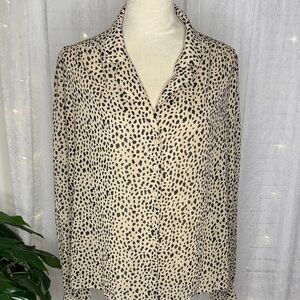 Lulu's Black and Cream Patterned Button-Down Shirt